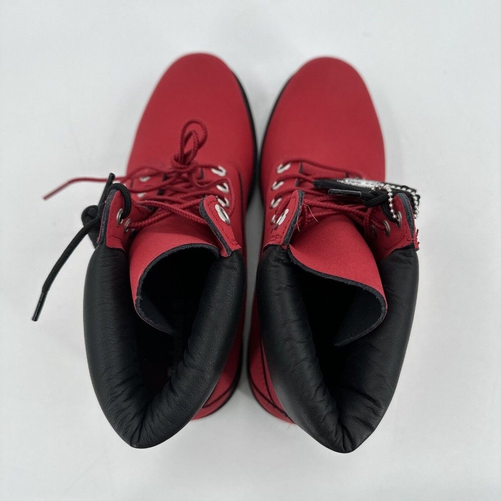 Timberland Heritage Men's Boots Waterproof Red Black Helcor Size 10 NEW in Box - Picture 7 of 14